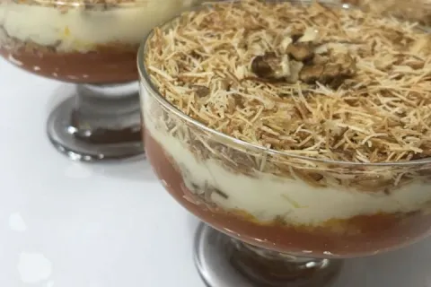 Kadayıflı Bal Kabaklı Muhallebili Tatlı