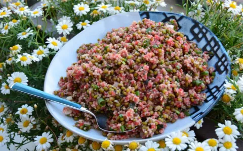 Çilek Soslu Maş Fasulyeli Kinoa Salatası