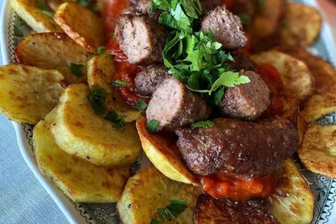 Patates Yatağında Soslu Köfte