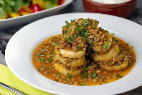 Yeşil Mercimekli Patates Dizme
