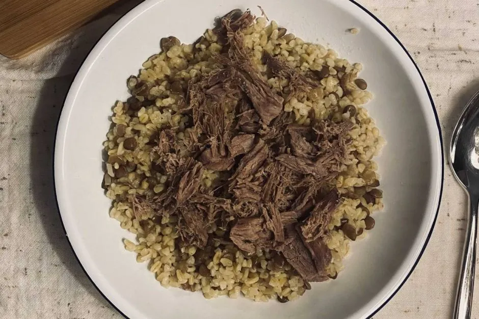 Haşlama Etli Mercimekli Bulgur Pilavı tarifi
