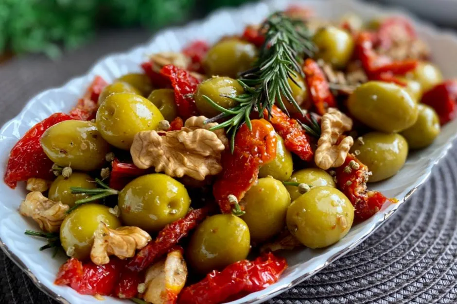 Kuru Domatesli Cevizli Zeytin Salatası tarifi